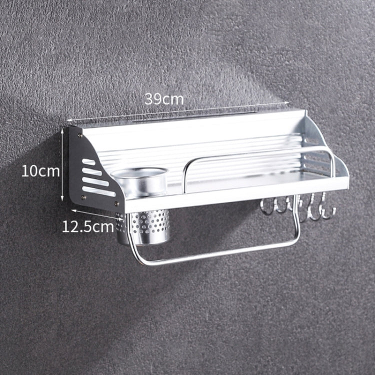 40cm 1 Cup 6 Hooks Multi-function Kitchen Punching-free Wall-mounted Plastic Edge Condiment Holder Storage Rack by bashfashion