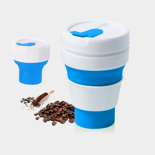 350ml Outdoor Pocket-Sized Coffee Tea Collapsible Travel Mug Silicone Cup with Lid (Blue) by bashfashion