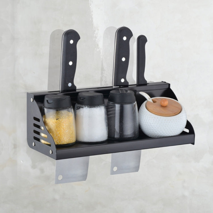 30cm Kitchen Multi-function Wall-mounted Condiment Storage Rack (Black) by bashfashion