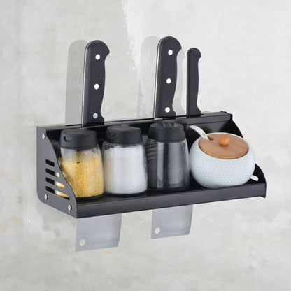 30cm Kitchen Multi-function Wall-mounted Condiment Storage Rack (Black) by bashfashion