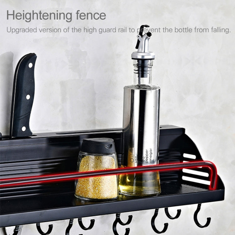 A Version 80cm 2 Cups 10 Hooks Kitchen Multi-function Wall-mounted Condiment Storage Rack (Black) by bashfashion