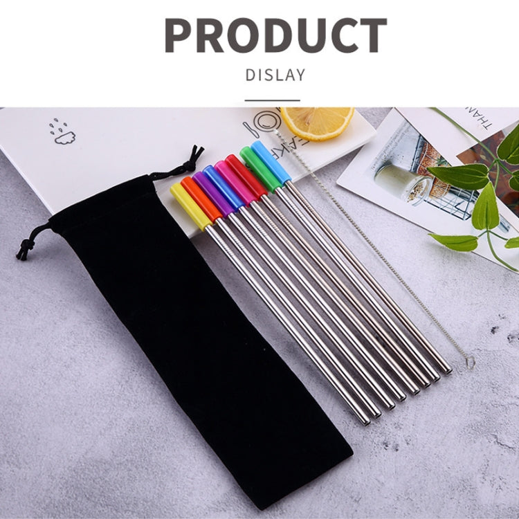8pcs Reusable Silicone Tips Stainless Steel Drinking Straws + 2pcs Cleaner Brushes Set Kit with Cashmere Bag, 215*6mm by bashfashion