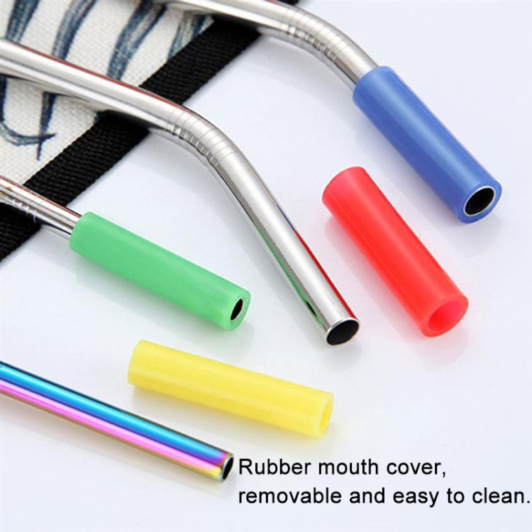 8 PCS Reusable Silicone Tips Stainless Steel Drinking Straws + 2 PCS Cleaner Brushes Set Kit with Cashmere Bag, 266*6mm by bashfashion