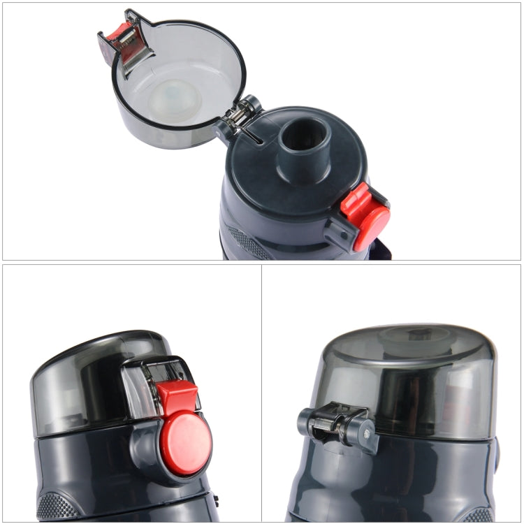 Teloy TNY-9601 650ML Portable Snap Cap Space Cup Bottle, Applicative Water Temperature: ﹣20 ~ 120 Celsius Degrees (Dark Grey + Red) by bashfashion