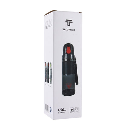 Teloy TNY-9601 650ML Portable Snap Cap Space Cup Bottle, Applicative Water Temperature: ﹣20 ~ 120 Celsius Degrees (Dark Grey + Red) by bashfashion