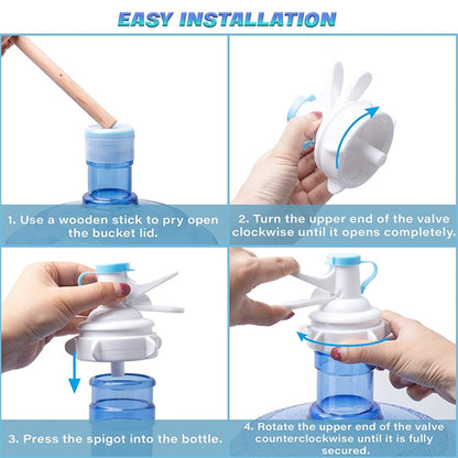 PP Water Bottle Faucet Dispenser Valve for 55mm Crown Top Bottle with Dustproof Cover by bashfashion