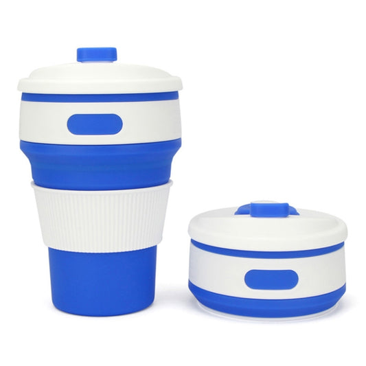 350ml Folding Portable Silicone Coffee Cup Multi-function Travel Cup (Dark Blue) by bashfashion