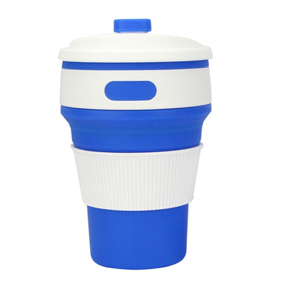 350ml Folding Portable Silicone Coffee Cup Multi-function Travel Cup (Dark Blue) by bashfashion