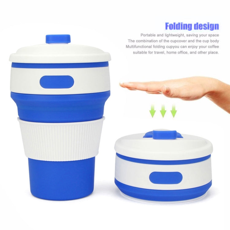 350ml Folding Portable Silicone Coffee Cup Multi-function Travel Cup (Dark Blue) by bashfashion