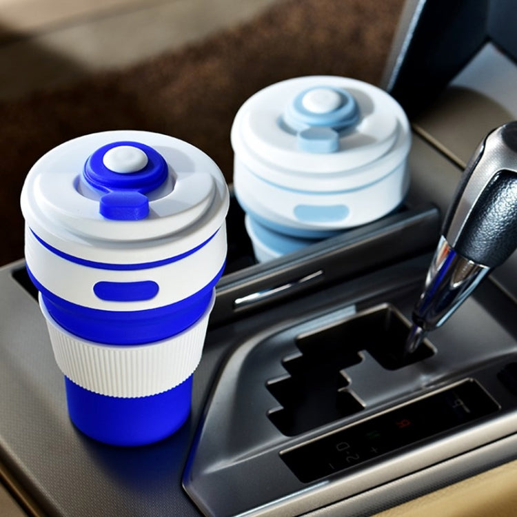 350ml Folding Portable Silicone Coffee Cup Multi-function Travel Cup (Dark Blue) by bashfashion