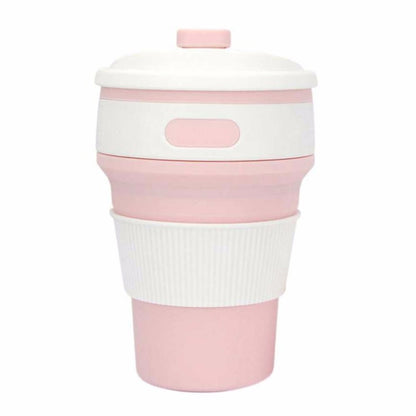 350ml Folding Portable Silicone Coffee Cup Multi-function Travel Cup (Pink) by bashfashion
