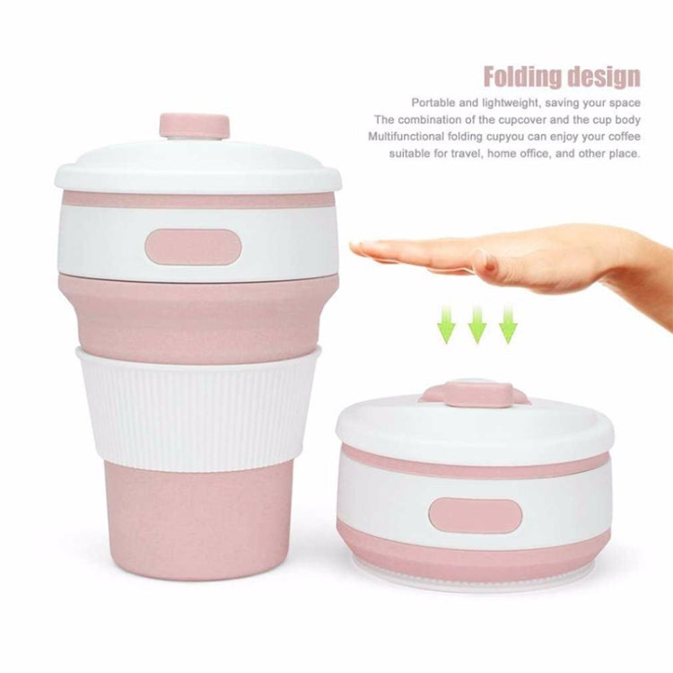 350ml Folding Portable Silicone Coffee Cup Multi-function Travel Cup (Pink) by bashfashion