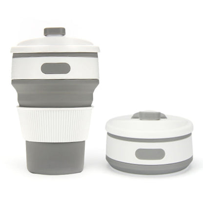 350ml Folding Portable Silicone Coffee Cup Multi-function Travel Cup (Grey) by bashfashion