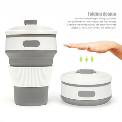 350ml Folding Portable Silicone Coffee Cup Multi-function Travel Cup (Grey) by bashfashion