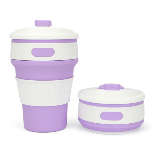 350ml Folding Portable Silicone Coffee Cup Multi-function Travel Cup (Purple) by bashfashion