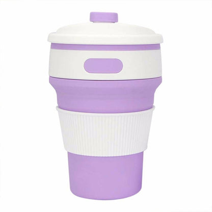 350ml Folding Portable Silicone Coffee Cup Multi-function Travel Cup (Purple) by bashfashion