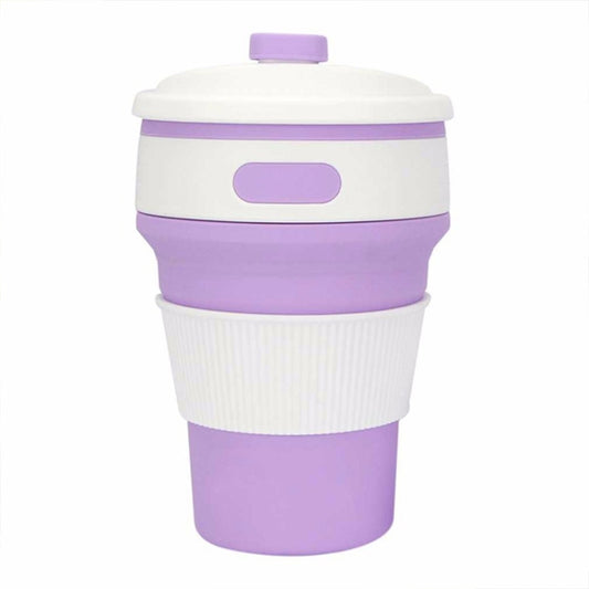 350ml Folding Portable Silicone Coffee Cup Multi-function Travel Cup (Purple) by bashfashion