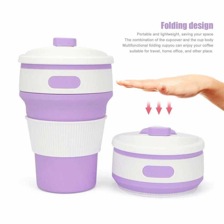 350ml Folding Portable Silicone Coffee Cup Multi-function Travel Cup (Purple) by bashfashion