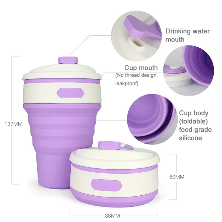 350ml Folding Portable Silicone Coffee Cup Multi-function Travel Cup (Purple) by bashfashion