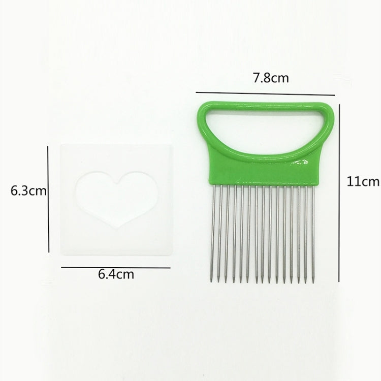 Stainless Steel Vegetable Onion Cutter Holder Meat Needle Kitchen Tools(Green) by bashfashion