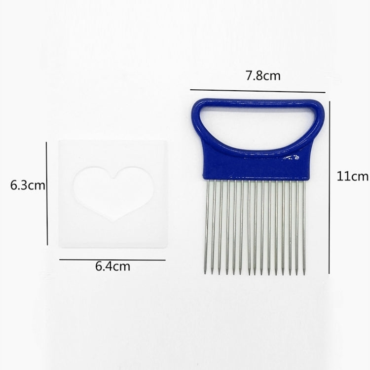 Stainless Steel Vegetable Onion Cutter Holder Meat Needle Kitchen Tools(Blue) by bashfashion