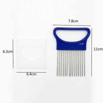 Stainless Steel Vegetable Onion Cutter Holder Meat Needle Kitchen Tools(Blue) by bashfashion