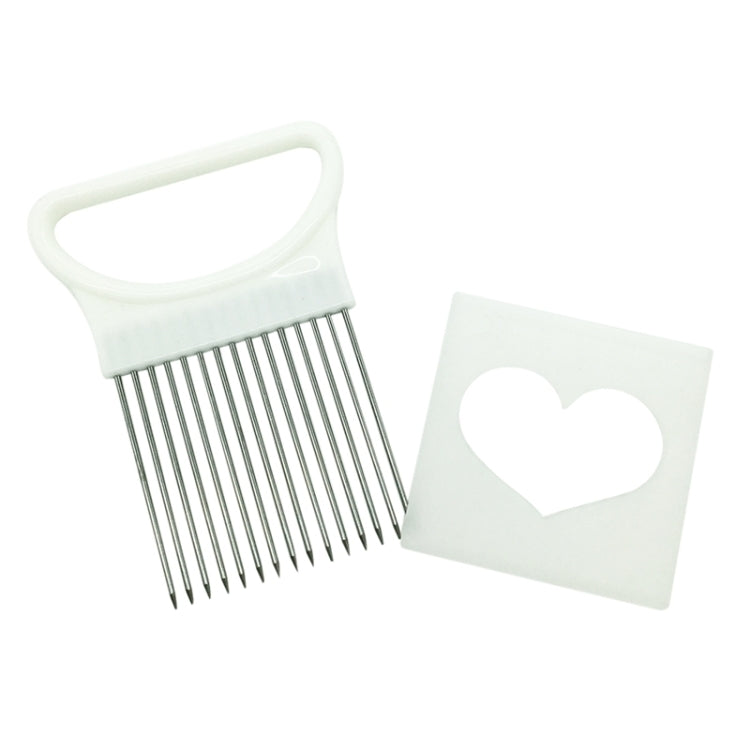 Stainless Steel Vegetable Onion Cutter Holder Meat Needle Kitchen Tools(White) by bashfashion