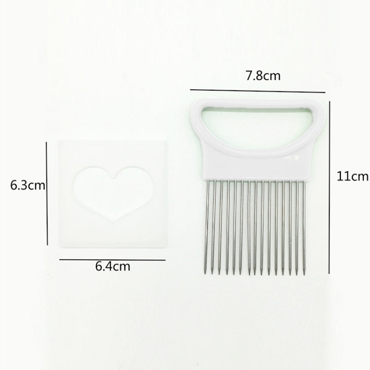 Stainless Steel Vegetable Onion Cutter Holder Meat Needle Kitchen Tools(White) by bashfashion