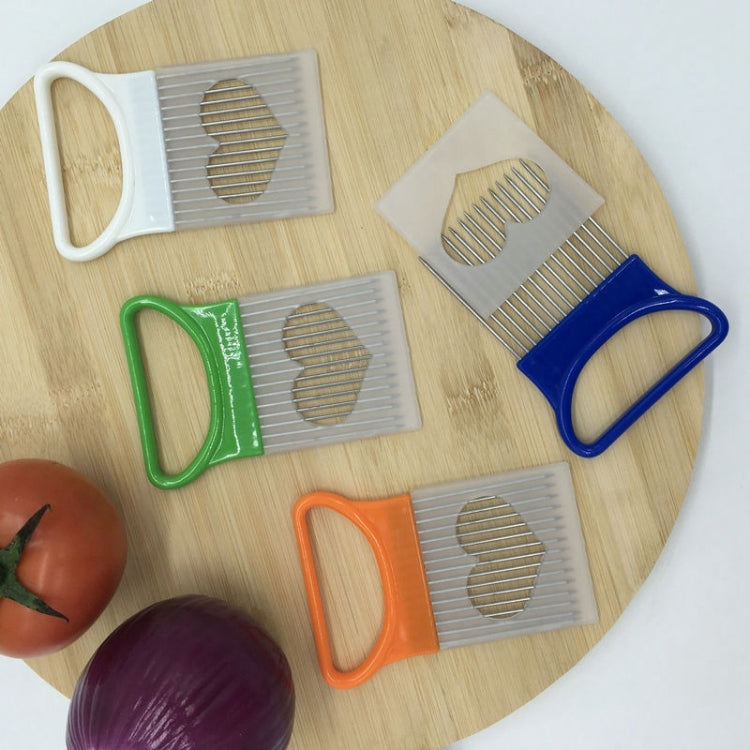 Stainless Steel Vegetable Onion Cutter Holder Meat Needle Kitchen Tools(Blue) by bashfashion