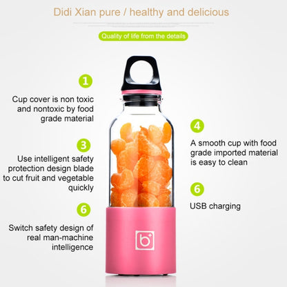 Bingo 500ml Mini Portable USB Rechargeable Electric Juicer Cup Juicer Blender, 22000 Revolutions Per Minute(Pink) by bashfashion