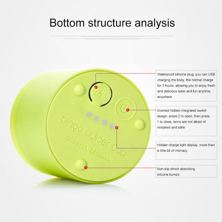 Bingo 500ml Mini Portable USB Rechargeable Electric Juicer Cup Juicer Blender, 22000 Revolutions Per Minute(Green) by bashfashion