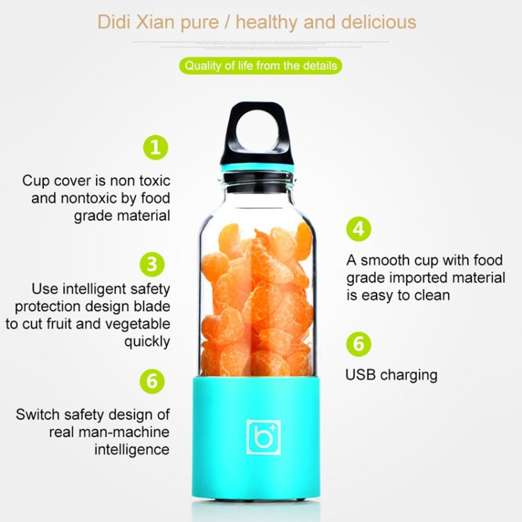 Bingo 500ml Mini Portable USB Rechargeable Electric Juicer Cup Juicer Blender, 22000 Revolutions Per Minute(Blue) by bashfashion