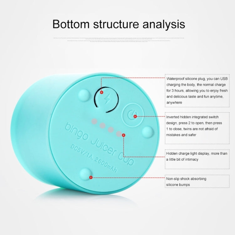 Bingo 500ml Mini Portable USB Rechargeable Electric Juicer Cup Juicer Blender, 22000 Revolutions Per Minute(Blue) by bashfashion