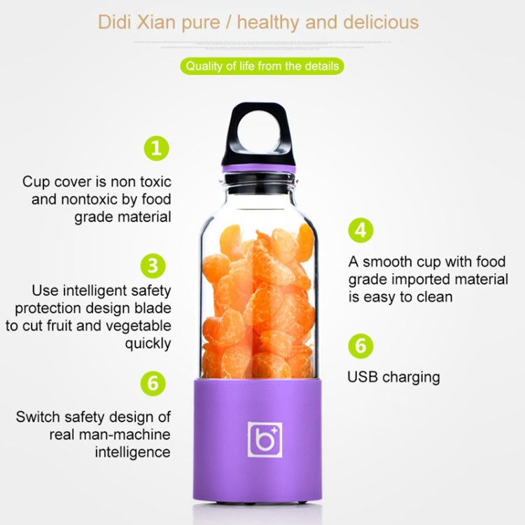 Bingo 500ml Mini Portable USB Rechargeable Electric Juicer Cup Juicer Blender, 22000 Revolutions Per Minute(Purple) by bashfashion