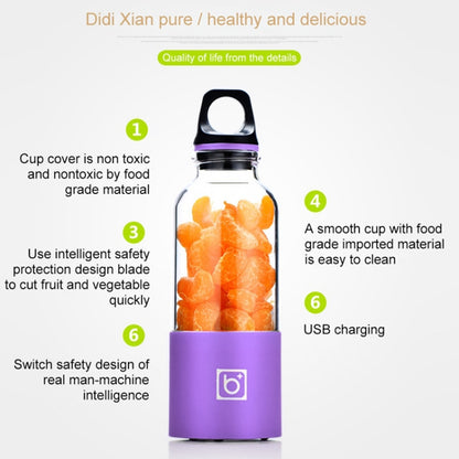 Bingo 500ml Mini Portable USB Rechargeable Electric Juicer Cup Juicer Blender, 22000 Revolutions Per Minute(Purple) by bashfashion
