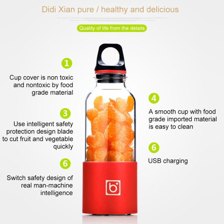 Bingo 500ml Mini Portable USB Rechargeable Electric Juicer Cup Juicer Blender, 22000 Revolutions Per Minute(Red) by bashfashion