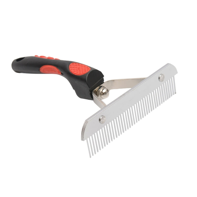Big Dog Hair Combs Stainless Steel Pet Grooming Rake Comb Rubber Handle Hairdressing Brush Tool, Size: 17.0x16.0cm by bashfashion