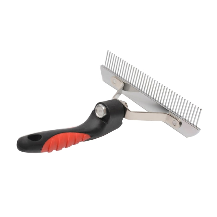 Big Dog Hair Combs Stainless Steel Pet Grooming Rake Comb Rubber Handle Hairdressing Brush Tool, Size: 17.0x16.0cm by bashfashion