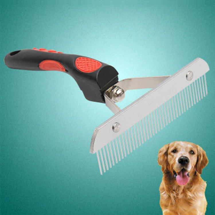 Big Dog Hair Combs Stainless Steel Pet Grooming Rake Comb Rubber Handle Hairdressing Brush Tool, Size: 17.0x16.0cm by bashfashion
