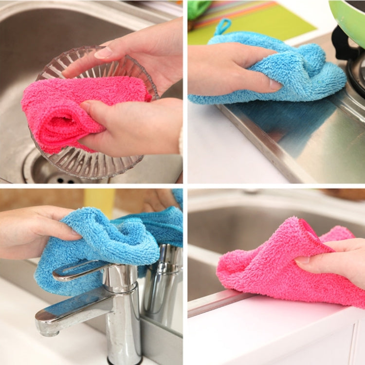 Bamboo Fiber Washing Dish Towel Kitchen Cleaning Cloth Double-Sided Scouring Cloth Water Absorption Non-Stick Oil,Can Hang,Random Color Delivery by bashfashion