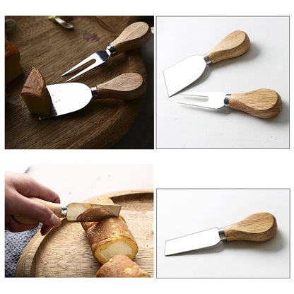 kn603 4 in 1 Wooden Handle Stainless Steel Cheese Knife Baking Tool Set by bashfashion