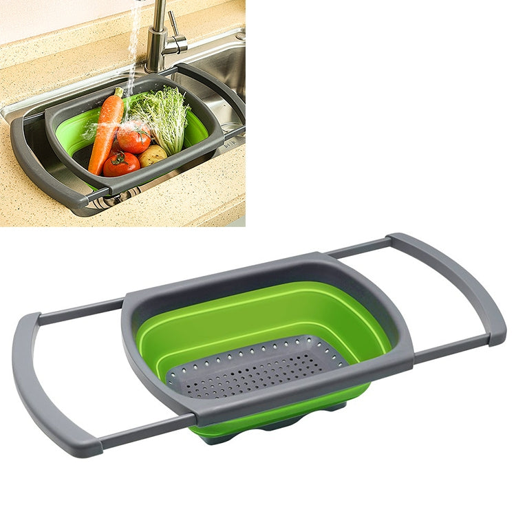kn003 Household RetractableFruit and Vegetable Water Filter Basket Washing Basket (Green) by bashfashion