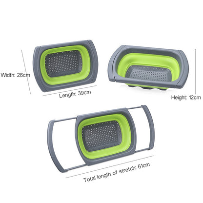 kn003 Household RetractableFruit and Vegetable Water Filter Basket Washing Basket (Green) by bashfashion