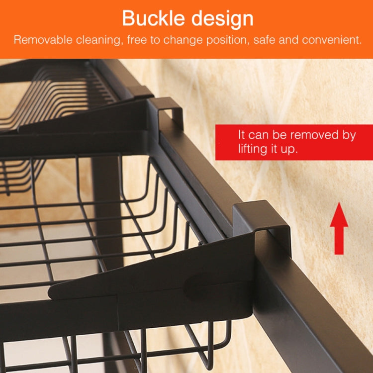 92cm Stainless Steel Kitchen Bowl Dish Fruit Basket Knife Chopping Block Chopsticks Drain Rack Storage Holder, Deluxe Version(Black) by bashfashion