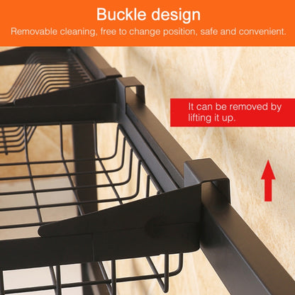 92cm Stainless Steel Kitchen Bowl Dish Fruit Basket Knife Chopping Block Chopsticks Drain Rack Storage Holder, Deluxe Version(Black) by bashfashion