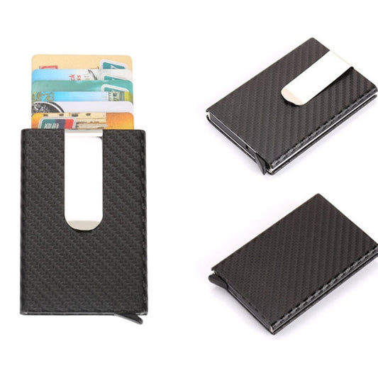 Carbon Fiber Antimagnetic Solid Color Credit Card Holder Money Clip Wallet, Size: 10*6.6cm(Black) by bashfashion
