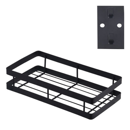 25cm Kitchen Punch-free Wall Mount Seasoning Storage Rack (Black) by bashfashion