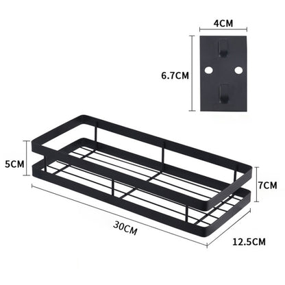 30cm Kitchen Punch-free Wall Mount Seasoning Storage Rack (Black) by bashfashion