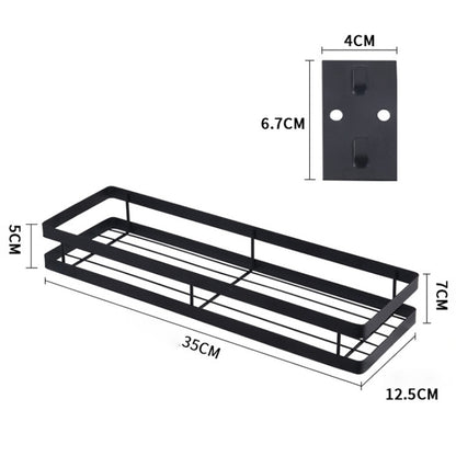 35cm Kitchen Punch-free Wall Mount Seasoning Storage Rack (Black) by bashfashion
