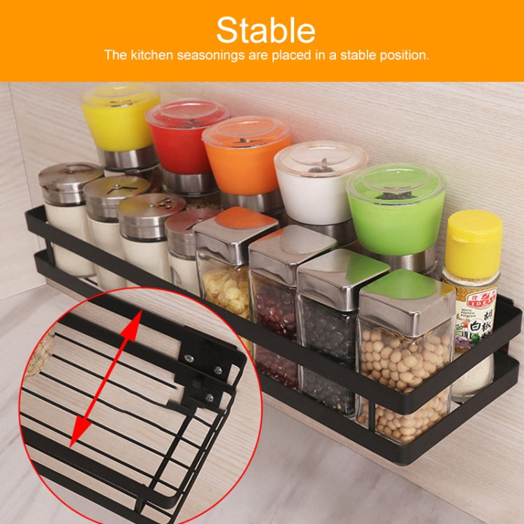 50cm Kitchen Punch-free Wall Mount Seasoning Storage Rack (Black) by bashfashion
